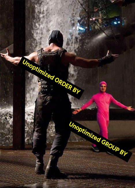 unoptimized group by order by meme