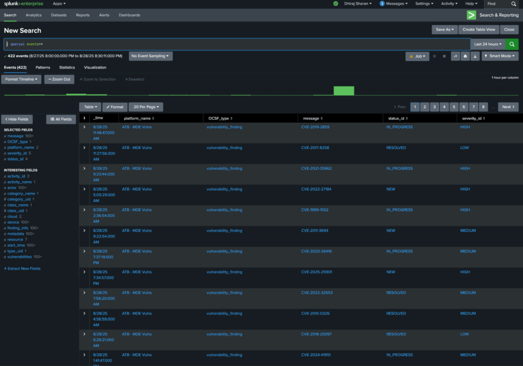 query splunk screenshot