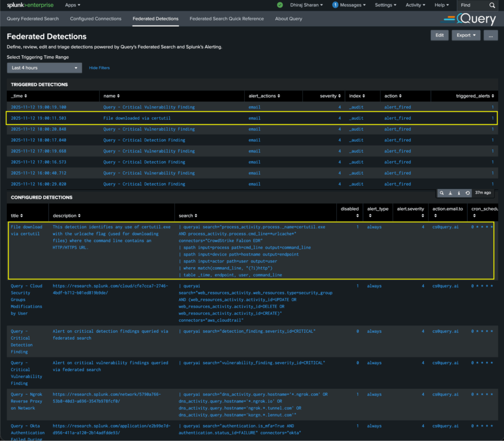crowdstrike edr detection in the query splunk app